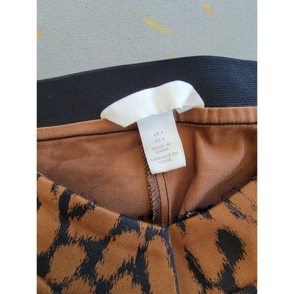 H&M Leopard Animal Print Pull-On Ankle Dress Pant Trouser Slacks Mob Wife Size 4 - Picture 2 of 4